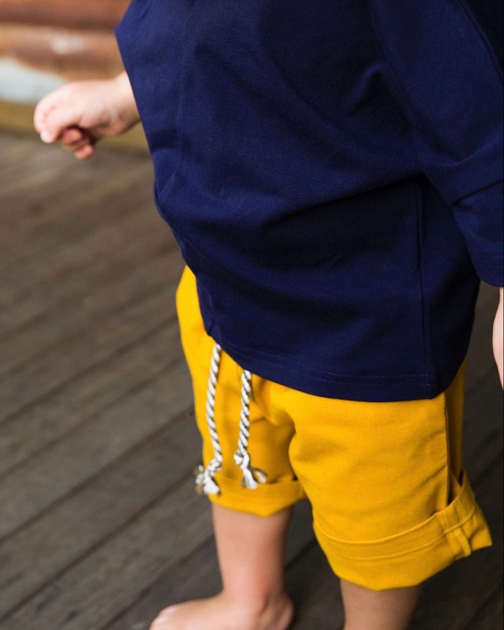Boys Shorts With String Mustard And Khaki