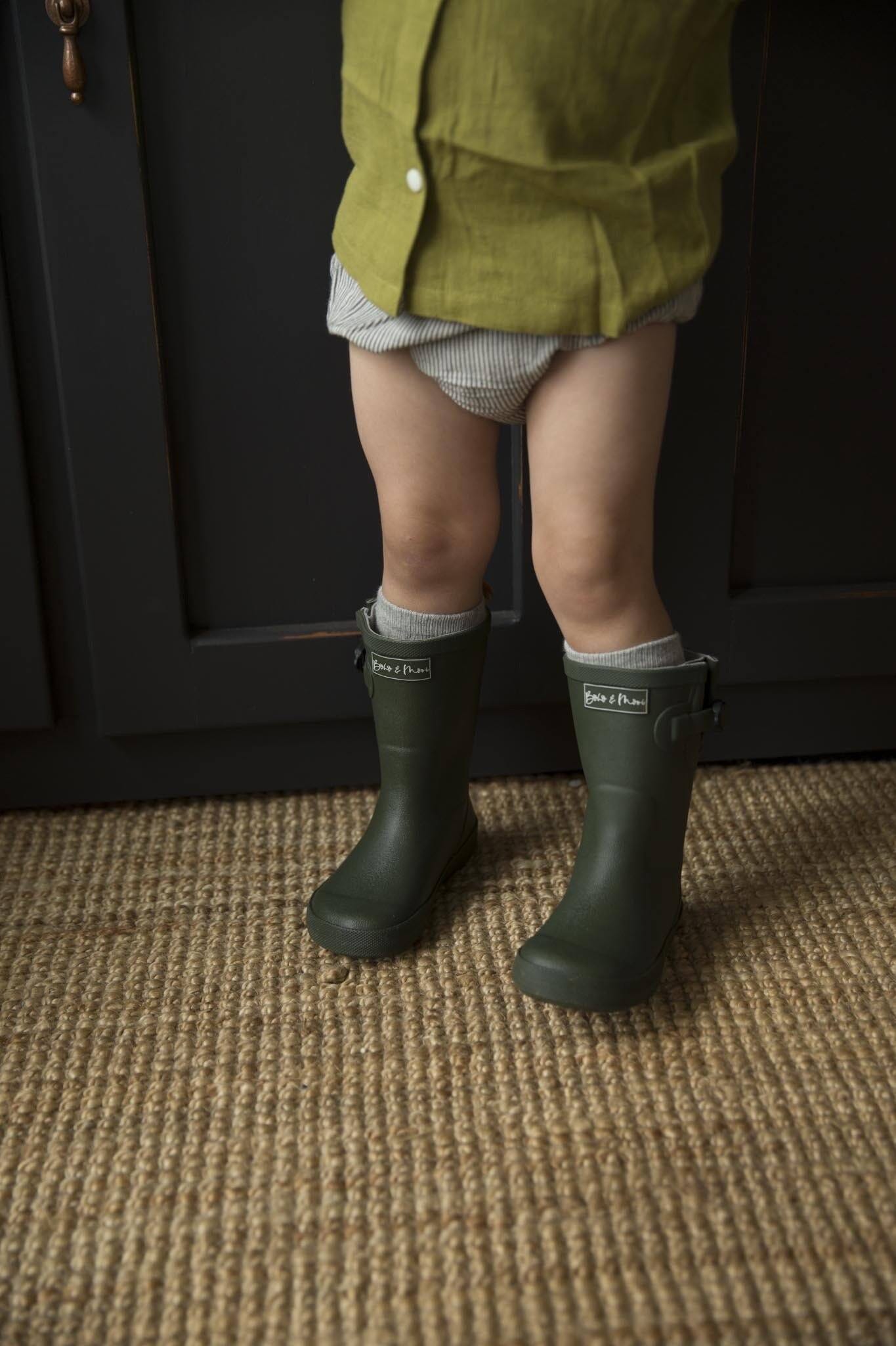 Army Green Kids Welly Gumboots