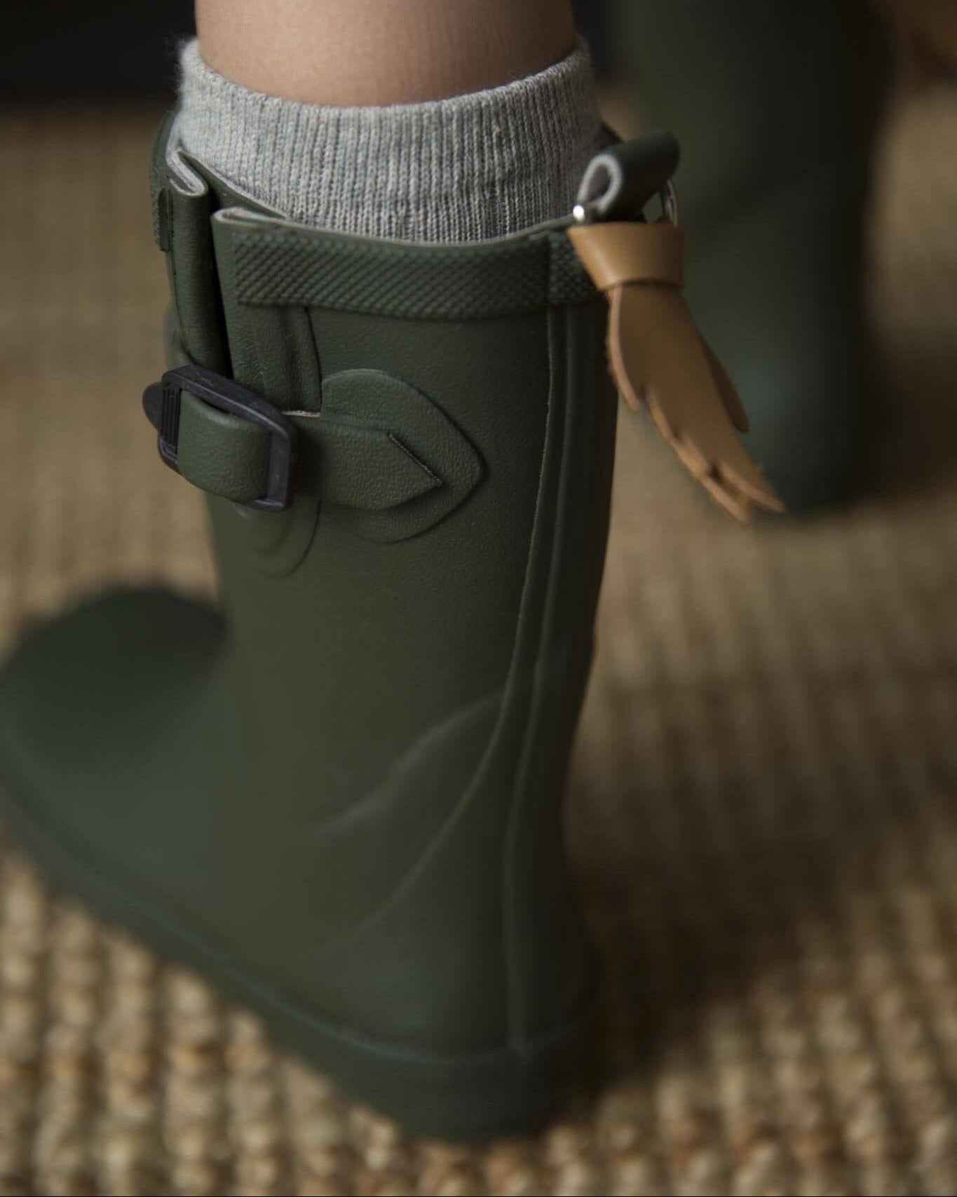 Army Green Kids Welly Gumboots