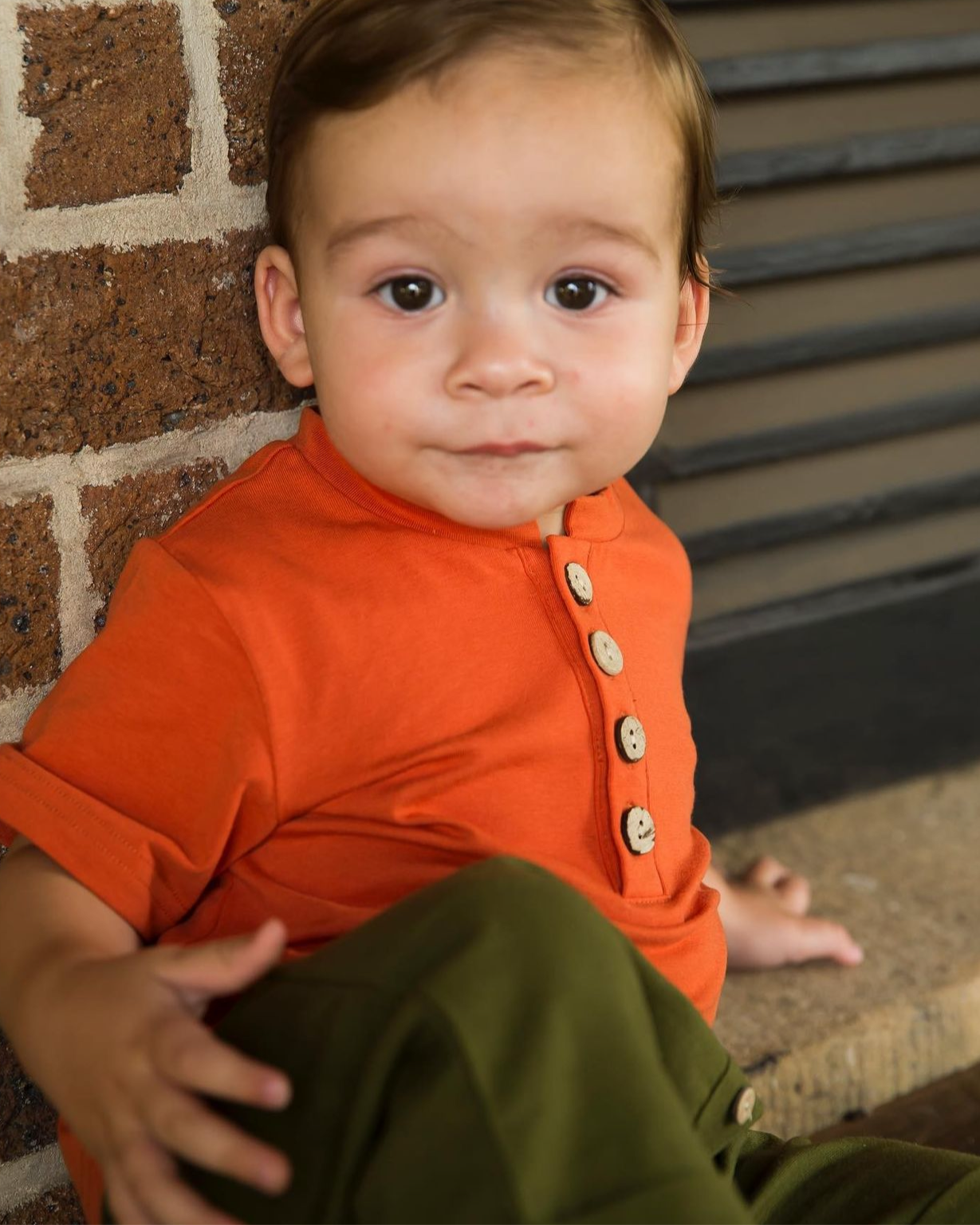 Navy Blue & Rustic Orange 100% Boys Cotton Tee
